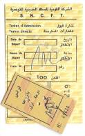 Ticket De Chemin De Fer - S.N.C.F.T. - Tunis-Bizerte + Ticket D´admission (24-01-1988) - [Tunisie - SNCFT] - Mondo