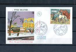 VARIÉTÉS FRANCE PREMIER JOUR 1978  YVES BRAYER OEUVRE ORIGINALE 9 DÉCEMBRE 1978  PARIS - Storia Postale