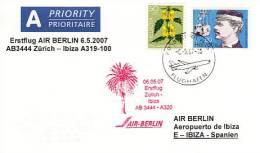 Erstflug - Air Berlin - Zürich / Schweiz - Ibiza / Spanien - 06.05.2007 [dx67b] - First Flight Covers