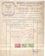 Quaregnon - 1933 - Ursmar Plumat - Imprimerie-lithographie-reliure - Fournitures De Bureaux - Printing & Stationeries