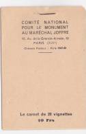 CARNET COMPLET MARECHAL JOFFRE 5 BLOCS DE 4 VIGNETTES DIFFERENTES COULEURS - WW1