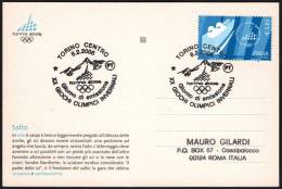 ITALY TURIN 2006 - XX OLYMPIC WINTER GAMES "TORINO 2006" -  FIRST DAY - STAMP: BOBSLEDDING - POSTCARD: SKI JUMPING - Hiver 2006: Torino