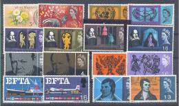 Great Britain Queen Elizabeth II,Churchill,EFTA,Shekespeare Festival With Phosphorus 1963-1967 MNH ** - Unused Stamps