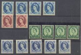 Great Britain Watermark 21 Mi#294xX,295xX,297xX,298xX 1955/1957 MNH ** - Nuevos