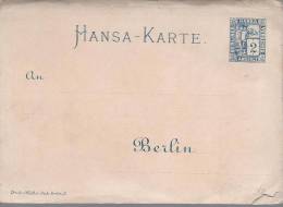 Entier Postal Poste Privée Hansa De Berlin Timbre à 2 Pfennig, Déchirure Dans Le Coin Bas à Droite - Privatpost