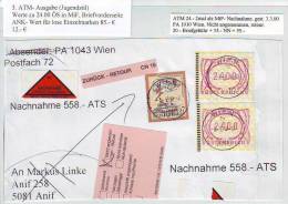 026d: ATM- Ausgabe 24.00 ÖS Mit Bedarfsstempel, Briefnachnahme - Gebruikt