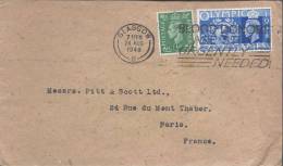 Glasgow 24 Août 1948 Pour Paris Flamme BLOOD DONORS ARE STILL URGENTLY NEEDED. Donneur De Sang. - Franking Machines (EMA)