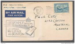 Canada First Official Flight Halifax To Boston C8 Airmail Stamp Plane Backstamped & Circulated - ....-1951