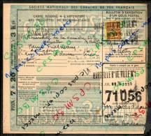 Colis Postaux Bulletin D´expédition 7.20fr 3kg Timbre 2.40fr N° 71056 (cachet Gare SNCF MARSEILLE Bv De Ville N°4 PLM) - Lettres & Documents