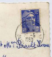 Cachet Manuel--BEHOBIE--1950--sur Marianne De Gandon--support Carte Postale Biarritz - Handstempel