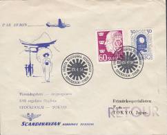 ## Sweden Airmail STOCKHOLM - TOKIO First Regular SAS Flight 1951 Cover Brief RETOUR (2 Scans) - Lettres & Documents