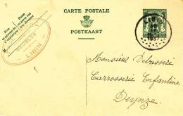 374/20 - Entier Petit Sceau LIBIN 1937 - Cachet Privé Meubles Paul Carré - Postcards 1934-1951