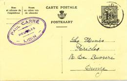 376/20 - Entier Lion Héraldique LIBIN 1956 - Cachet Privé Meubles Paul Carré - Tarjetas 1951-..