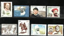 INDIA, 2005,  Indian Famous Personalities, Part  1, , 8 Stamps, MNH, (**) - Neufs