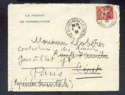 Enveloppe 1933 "le Préfet De Constantine" Algérie - Covers & Documents