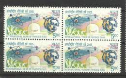 INDIA, 2005, Einstein, Year Of Physics, Block Of 4,  MNH, (**) - Ungebraucht