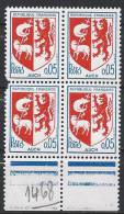 France N° 1468 ** Neuf  Bloc X4 - 1941-66 Coat Of Arms And Heraldry