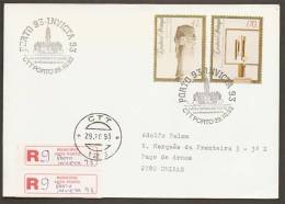 Portugal Lettre R Cachet Commemoratif Porto 1983 + Cachet Numérique 123 Event Pmk + Numeric Cancel 123 - Maschinenstempel (Werbestempel)