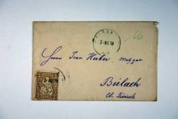 Switserland: Cover 1878 -> Bulach, 2 C - Lettres & Documents