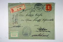 Switserland: Registered Cover 1902 Zürich  -> Ossingen Rare Destination  20 C Orange, - Lettres & Documents