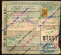Colis Postaux Bulletin D'expédition 7.20fr 3kg Timbre 2.40fr N° 87557 (cachet Gare SNCF PARIS BATIGNOLLES OUEST) - Lettres & Documents