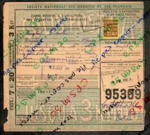 Colis Postaux Bulletin D´expédition 7.20fr 3kg Timbre 2.40fr N° 95309 (cachet Gare SNCF CHATEAUNEUF LA FORET PO) - Briefe U. Dokumente