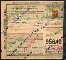 Colis Postaux Bulletin D´expédition 7.20fr 3kg Timbre 2.40fr N° 95640 (cachet Gare SNCF PARIS-MONTPARNASSE OUEST) - Brieven & Documenten