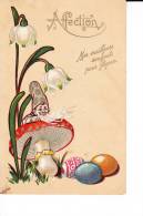 CPA 1904  En Relief  :  Gnome Sur Un Champignon : Affection ( Magnifique Cp ) - Pascua