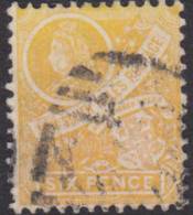 NSW 1899 6d Orange-yellow QV P12 SG 306 U XS136 - Gebruikt