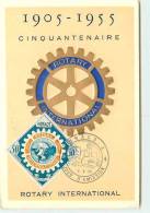 MONACO  ROTARY INTERNATIONAL CINQUANTENAIRE  CARTE MAXIMUM 1955 - Cartoline Maximum