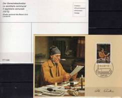 Maler Albert Anker 1981 Schweiz 1193 SST 4€ Auf Maximum-Karte Gemälde Gemeinde-Schreiber Painting Art Maxi-card Helvetia - Covers & Documents