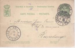 Entier Postal Oblitéré Du 8 7 1898 De Luxembourg Pour Rumelange - Postwaardestukken