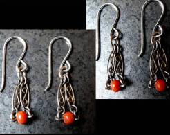 - Fines Boucles Persanes En Argent Et Corail  / Delicate Persian Earrings Silver And Coral - Earrings