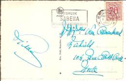 BRUGGE-flamme "GEBRUIK SABENA BELGISCHE LUCHTLIJNEN" 1952-marcophilie-stempel- Aviation - Targhette