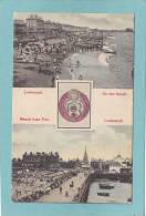 LOWESTOFT.  -  2 VUES  : On The Sands  -  Beach From Pier.  -  1907  - BELLE  CARTE - - Andere & Zonder Classificatie