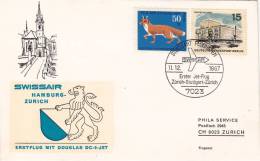 ZURICH  /  STRUTTGART - ZURICH   - Cover _ Lettera - SWISSAIR - Erst- U. Sonderflugbriefe