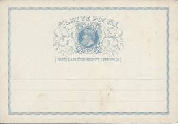 Entier Postal Carte Postale 50 Reis Bleu Neuf Superbe - Postal Stationery