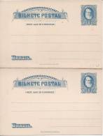 Entier Postal Carte Postale Avec Réponse Payée 40 Reis Bleu Neuf Superbe - Interi Postali