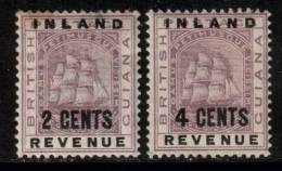 British Guyana SG176 & 178, 1888 Inland Revenue 2c & 4c MH* - Guyana Britannica (...-1966)