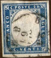 Italia,Sardegna,1855,20 Centesimi Indigo Sassone#15,used,see Scan - Sardaigne