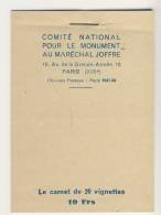 CARNET COMPLET VIGNETTES PATRIOTIQUES  # MARECHAL JOFFRE # SOUSCRIPTION NATIONALE # PATRIE #5 COULEURS - Military Heritage