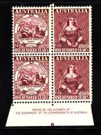 Australia MH Scott #229a Inscription Block Of 2 Pairs 2 1/2p Centenary Of Australian Adhesive Postage Stamps - Hojas, Bloques & Múltiples