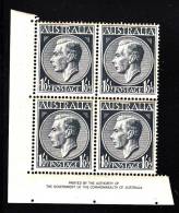 Australia MH Scott #247 Inscription Block Of 4 1sh6p King George VI - Volledige & Onvolledige Vellen