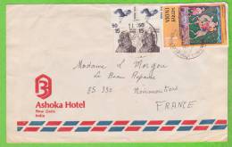 Sur Enveloppe (12cm X 19cm) - INDE - 5 Timbres - Storia Postale