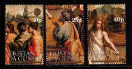 Tristan Da Cunha MNH Scott #344-#346 Set Of 3 Details From Christ's Charge To St Peter - Raphael 500th Birth Ann - Tristan Da Cunha