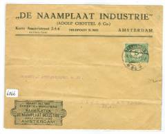 BRIEFOMSLAG Uit * 1923 *  NVPH 107 Van De NAAMPLAAT INDUSTRIE Uit AMSTERDAM Naar CINCINNATI USA (6866) - Brieven En Documenten