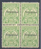 Great Britain Former Colony Swazieland Block Of Four 1889 MNH ** - Swasiland (...-1967)