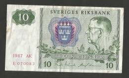 Sweden / Svezia - SVERIGE RIKSBANK - 10 Kronor - 1987 - Suecia