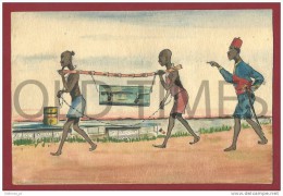 BELGIUM - LIFE IN AFRICA CARICATURE - 20S ORIGINAL WATERCOLOR SIGN BY FREDDY.(5) - Wasserfarben