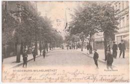 MAGDEBURG WILHELMSTADT Annastraße Kinder Wagen Radfahrer Soldat 20.10.1905 Gelaufen - Maagdenburg